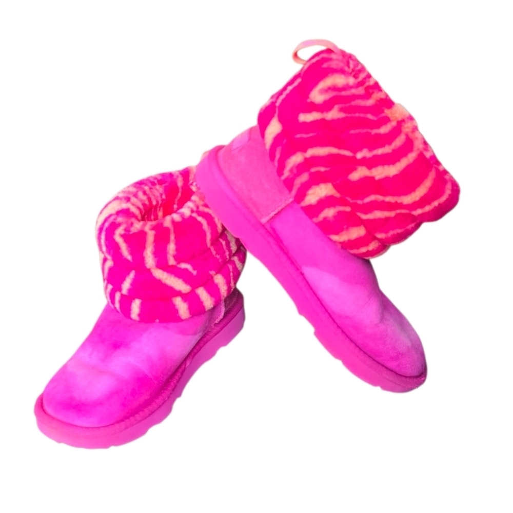 UGG Kids Boots Bright Pink Patterned Cuff